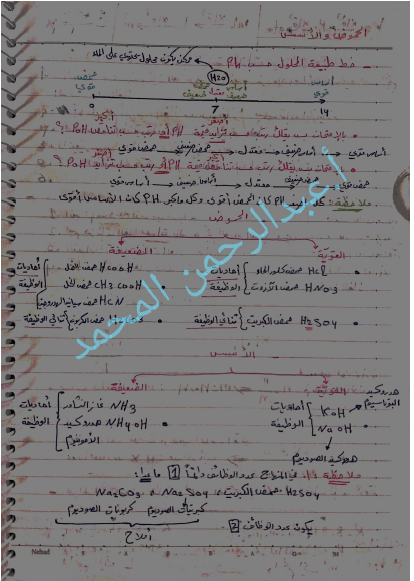 ملخص بحث في الأحماض والقواعد، أ.عبد الرحمن المحمد، المرحلة الجامعية، المنهج السوري